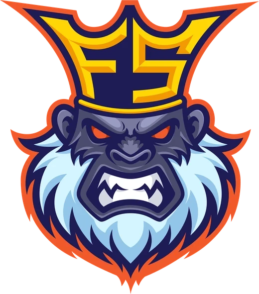 The FlurrySports yeti mascot wearing the FlurrySports crown